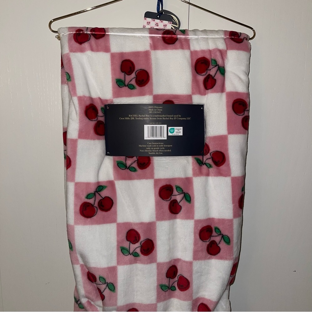 Rachel Roy cherry checkered valentines blanket